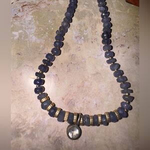 Elegant Blue and Gold Beaded Necklace